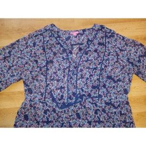 Women Within  Lace Trim Blue Floral Dress Size 34